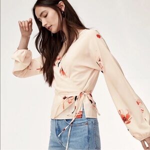 Aritzia Wilfred Lilia Floral Wrap Top
